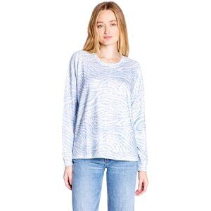 P.J. SALVAGE NWT Peachy Party Top Blue Long Sleeve Zebra Lounge Womens Small
